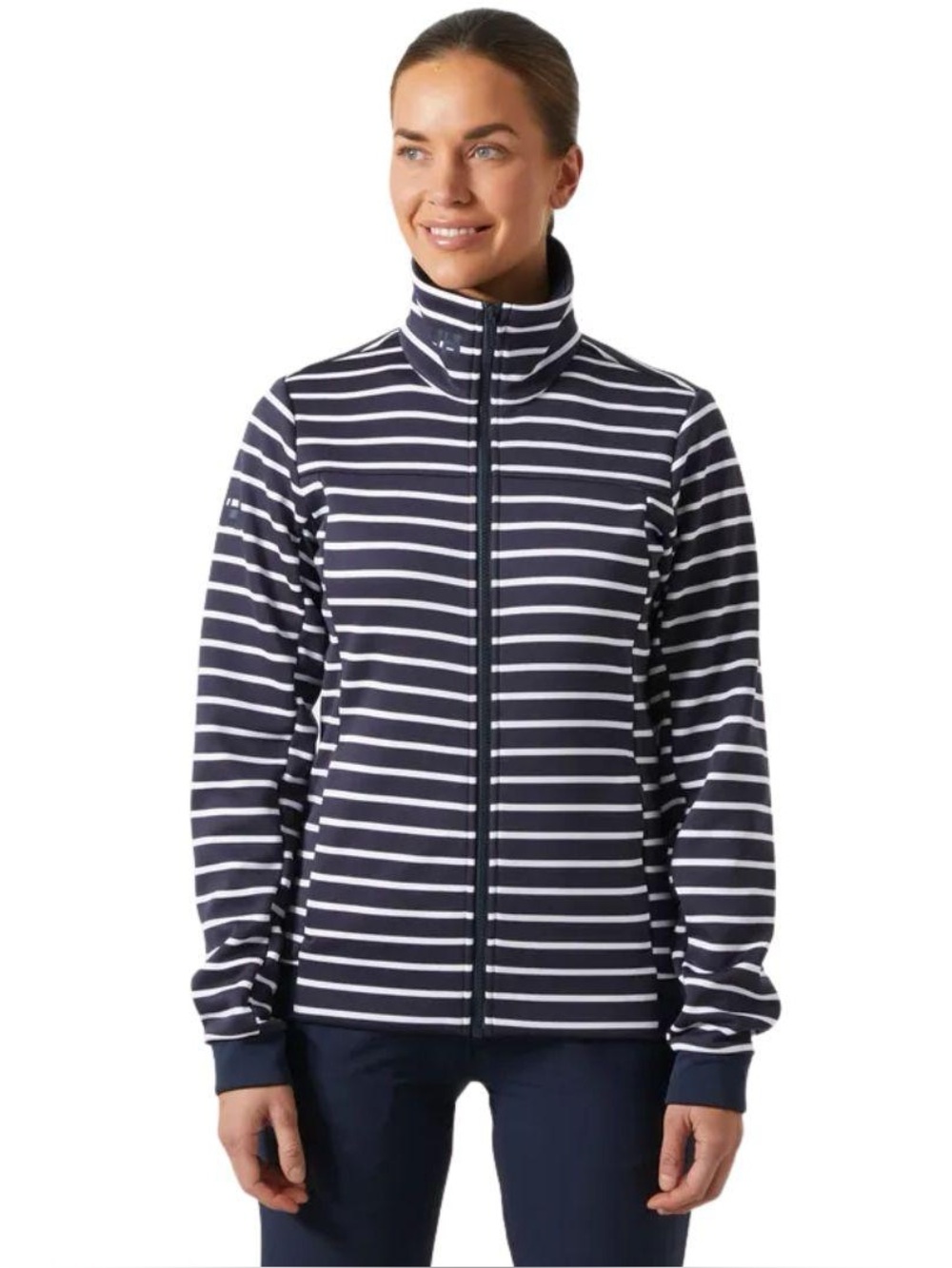 Helly Hansen Women's Crew Fleece full zipJacket Navy Stripe Versatile Size Large
